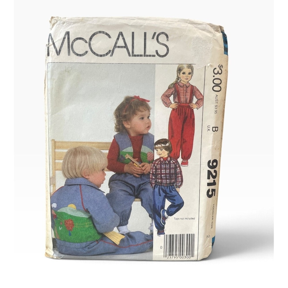 McCall's Sewing Pattern Toddler Size 2 Blue Vintage 9215 Jacket Vest Pants Uncut